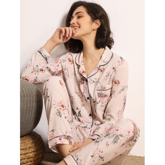 Rouge! Other - Pastel Pink Floral Print 2 Piece Pajama Set